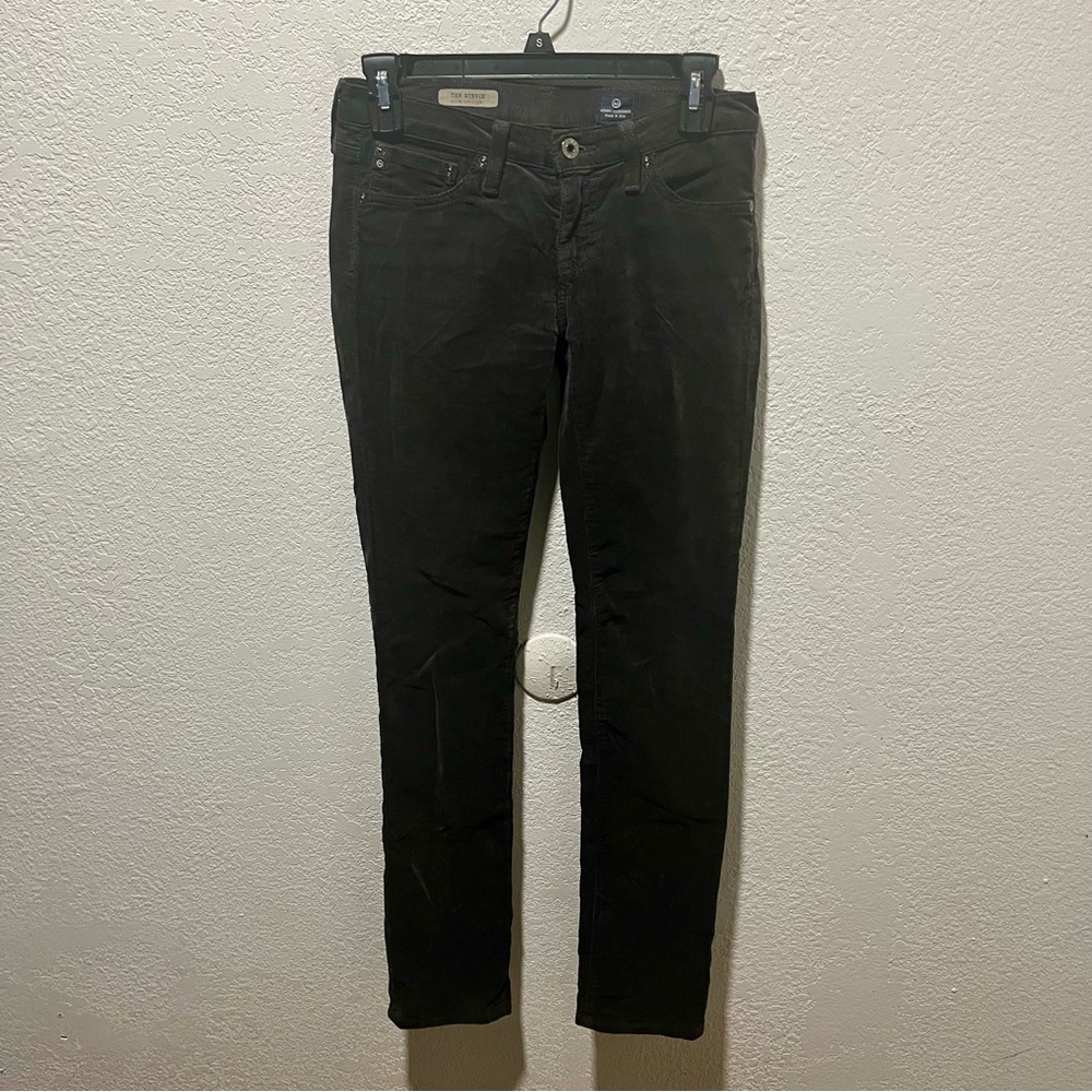 AG Adriano Goldschmied The Stevie Slim Straight Black Corduroy Pants